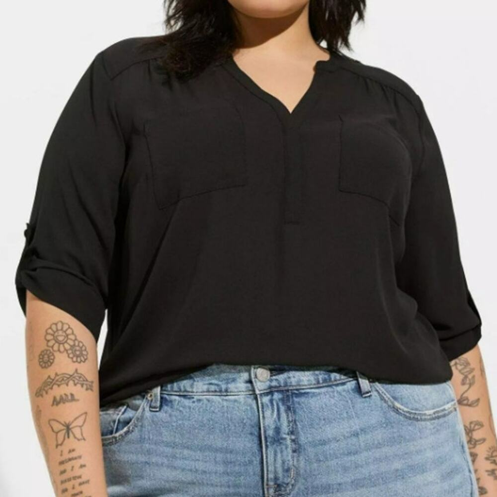 New Torrid Womens 3X Top Georgette Pullover 3/4 Sleeve Blouse Plus Size